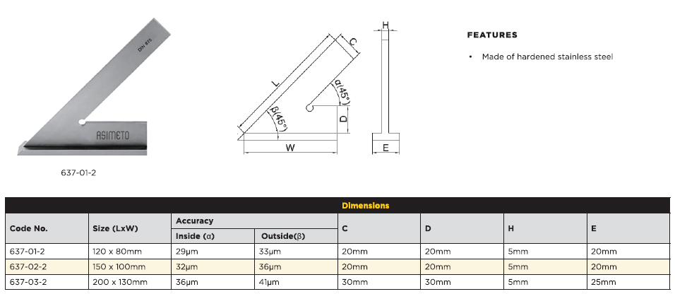 مشخصات گونیا صنعتی 45 درجه لبه دار